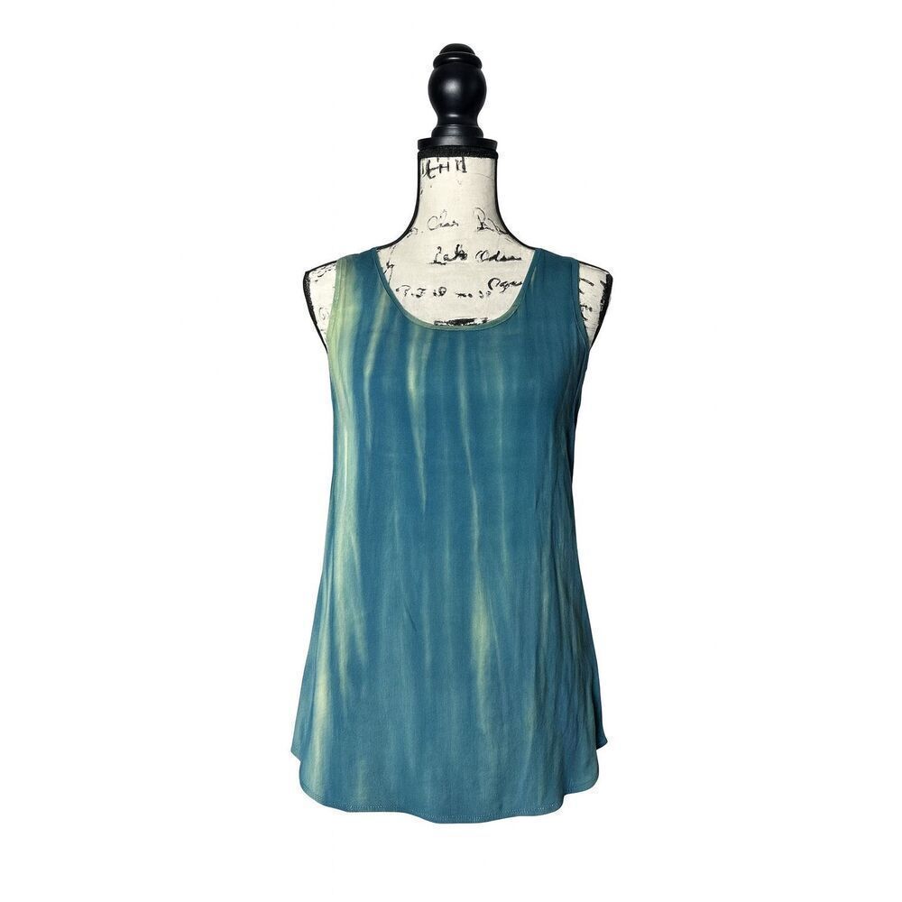 Fifty Street Blue Criss Cross Back Tank Top | Size Small | Rayon Sleeveless Blou